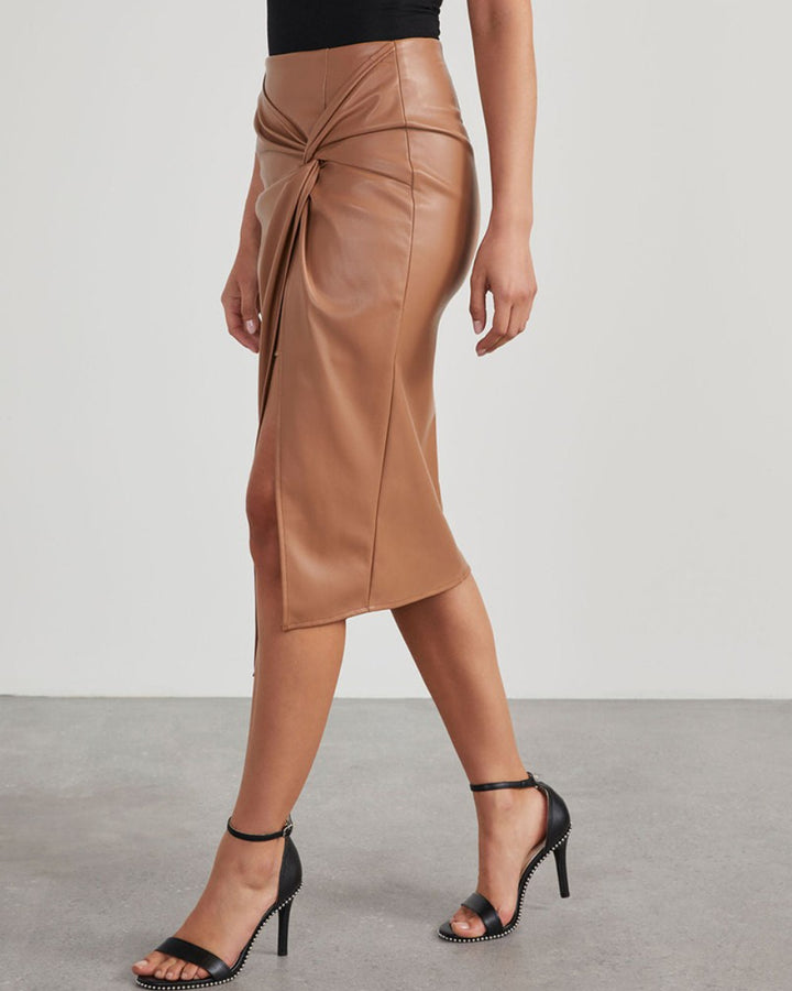 Knot Vegan Leather Skirt