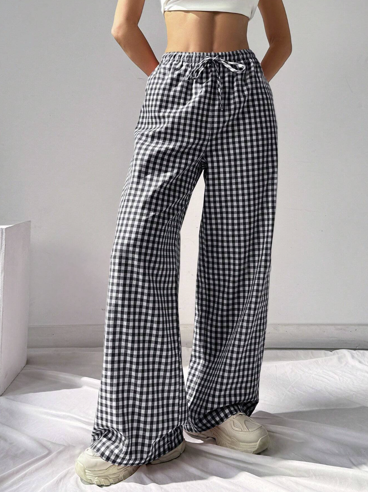 Gingham Wide Leg Pants