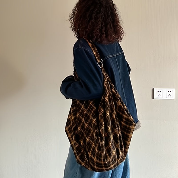 Lennon Boho Plaid Tote Bag