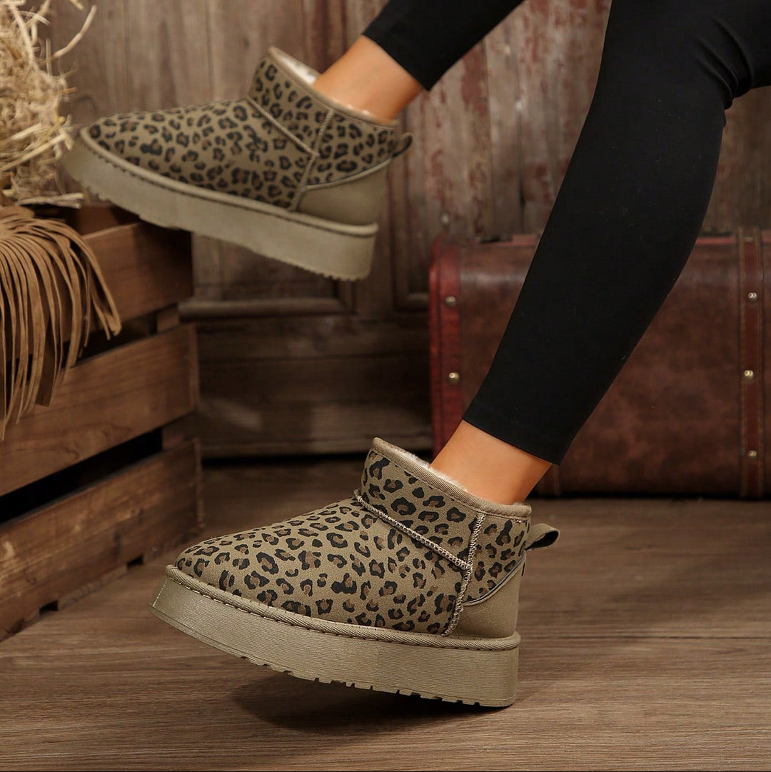 Leopard Winter Ankle Boots