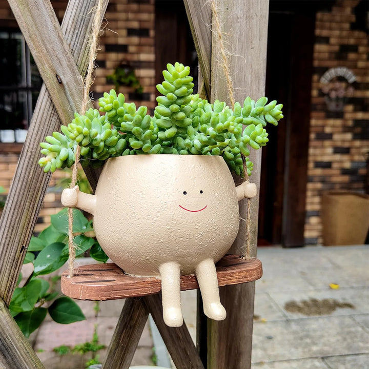 Swinging Smiley Planter Pot