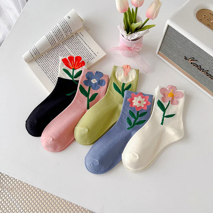 Spring Flower Socks - 5 Pairs