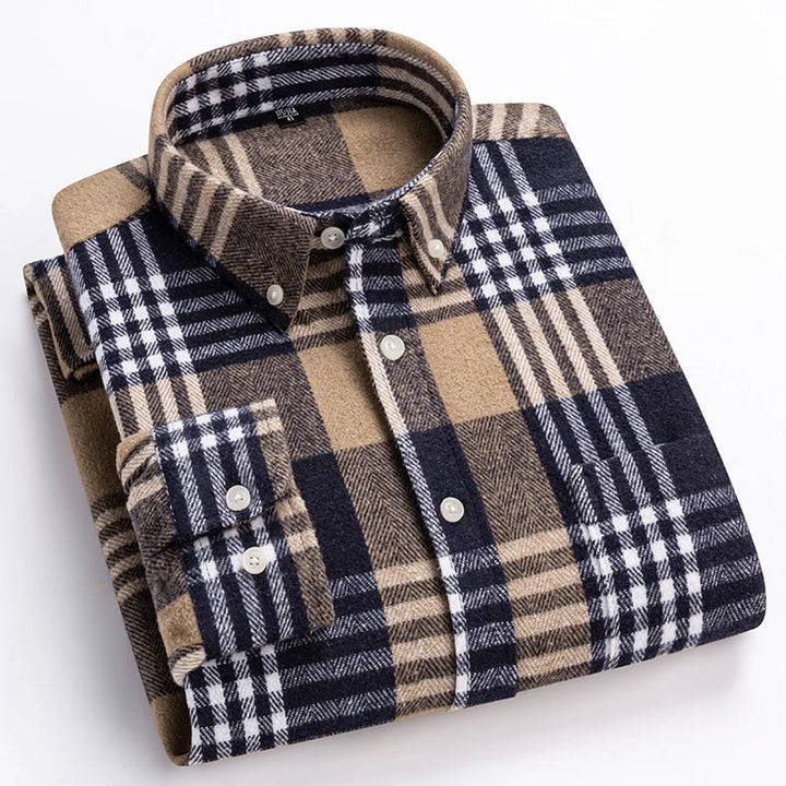 Long Sleeve Cotton Plaid Shirt