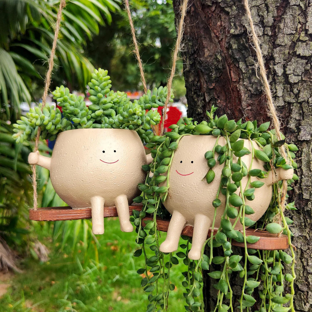 Swinging Smiley Planter Pot