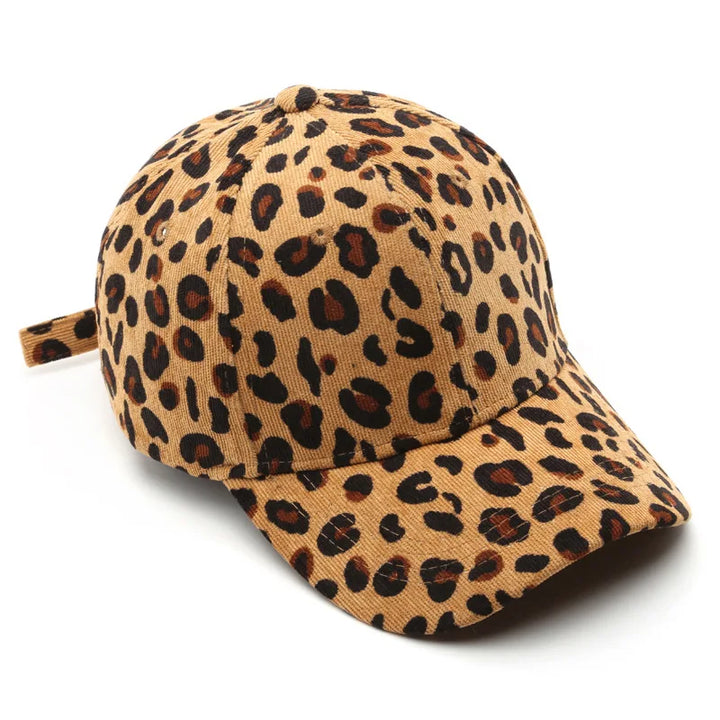 Corduroy Leopard Print Cap