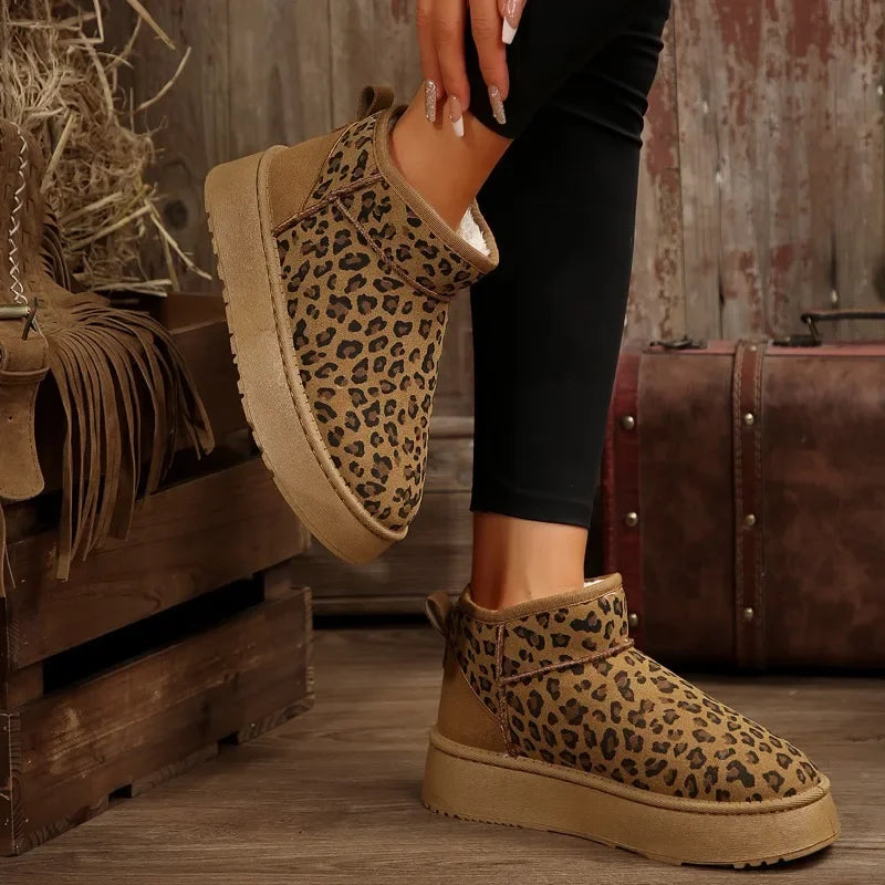 Leopard Winter Ankle Boots