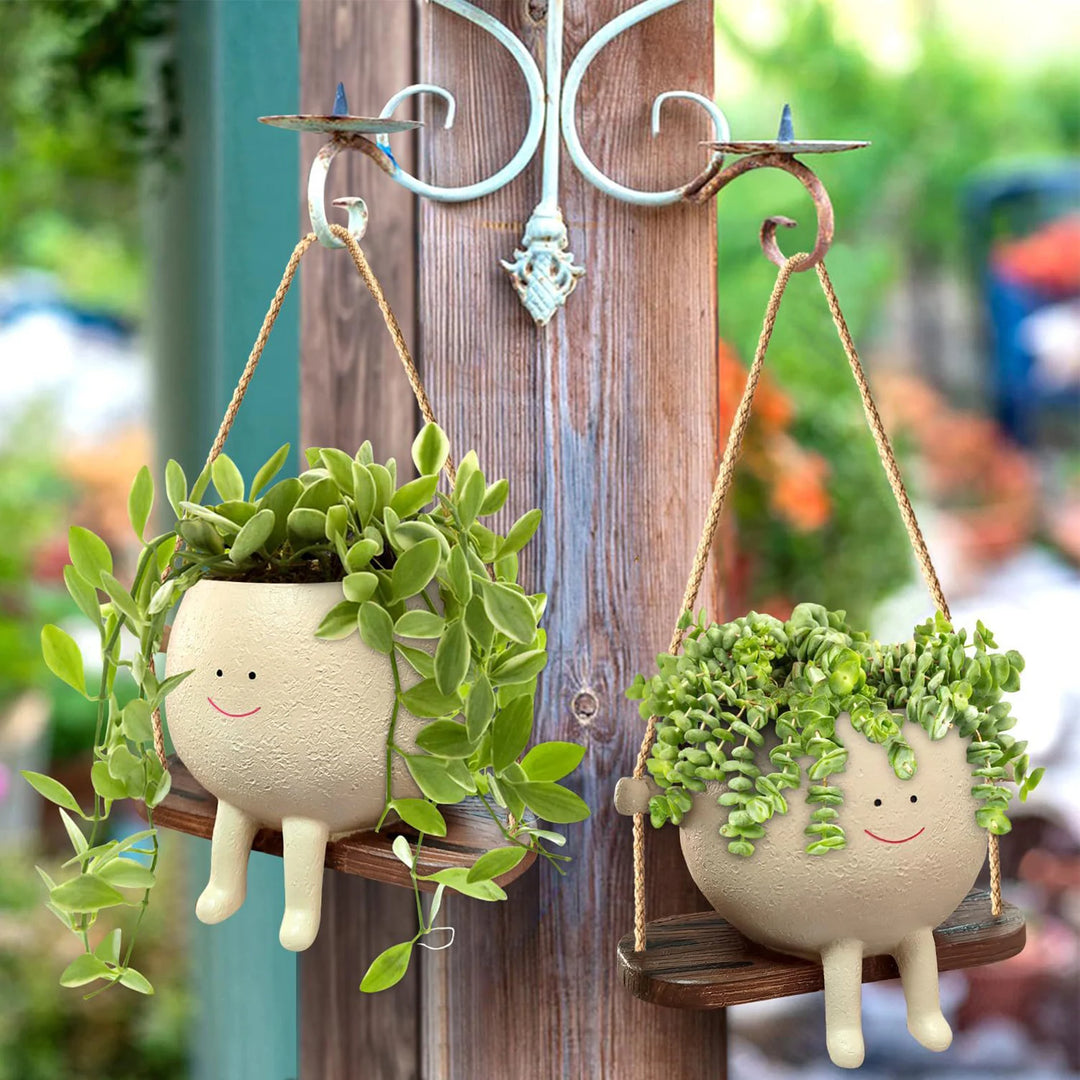 Swinging Smiley Planter Pot