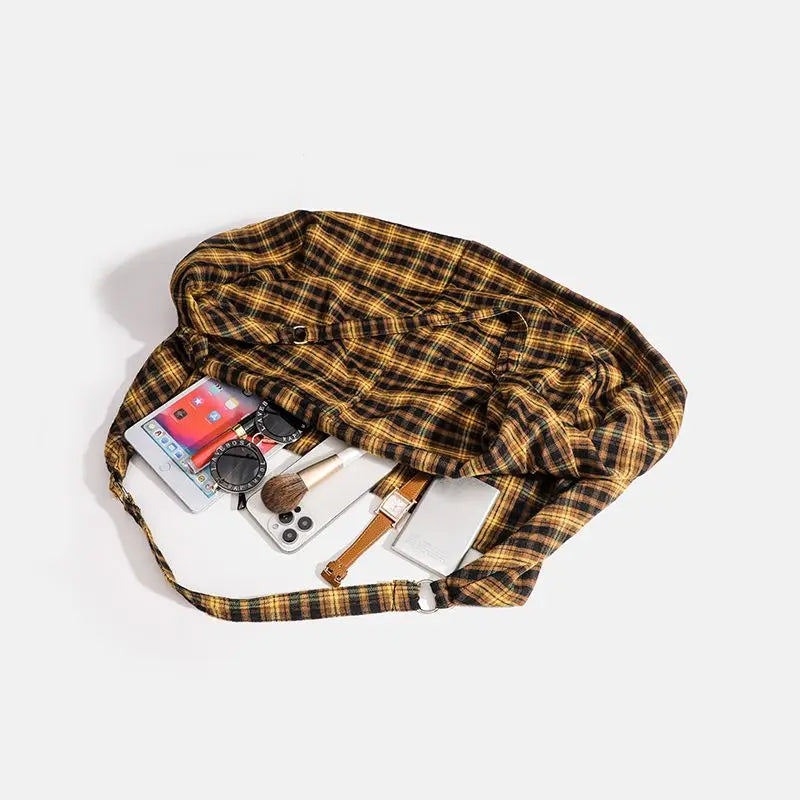 Lennon Boho Plaid Tote Bag