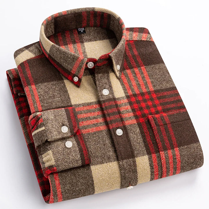 Long Sleeve Cotton Plaid Shirt