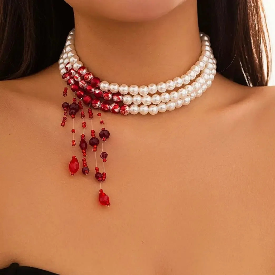 Crimson Pearl Choker