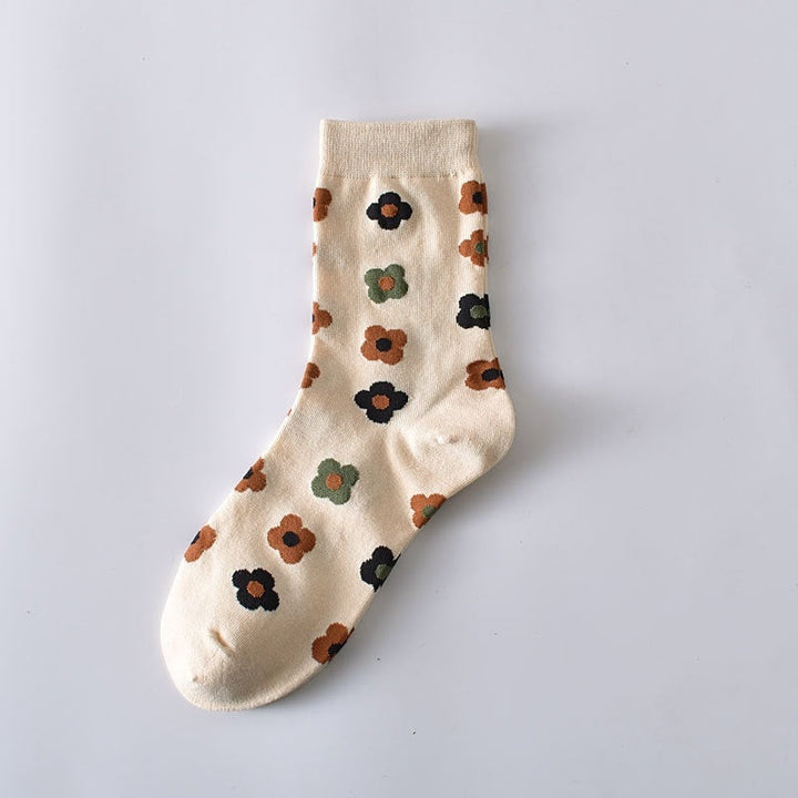 Retro Floral Socks - 5 Pairs