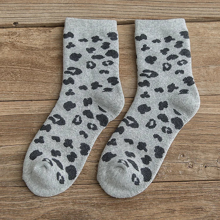 Leopard Print Cotton Socks (5-Pack)