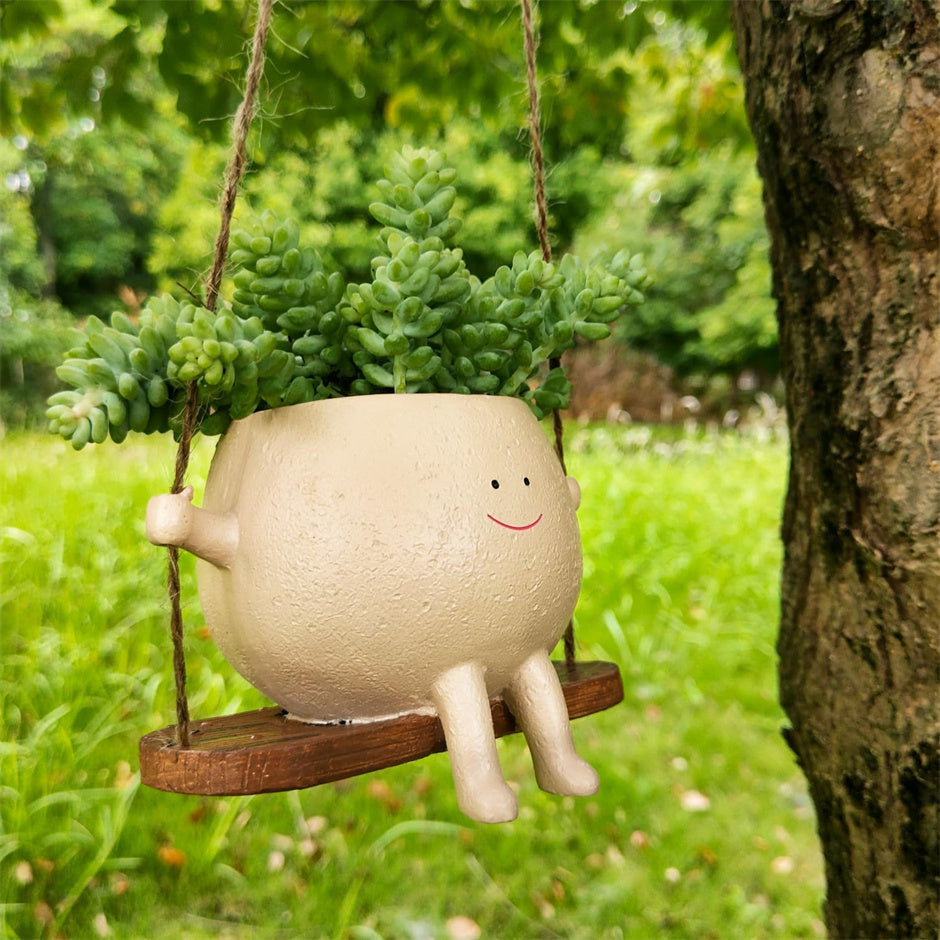 Swinging Smiley Planter Pot